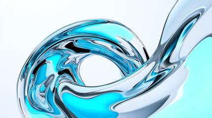 dynamic abstract design featuring swirling blue and silver shapes, creating sense of fluidity and motion. smooth textures and vibrant colors evoke modern aesthetic