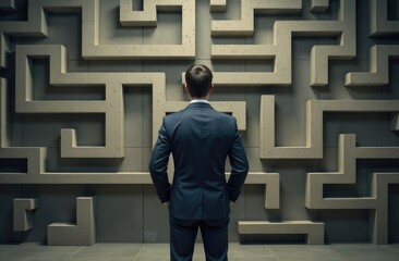 the man in front of the labyrinths. business concept