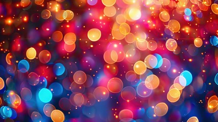 Canvas Print - Colorful bokeh lights. AI.