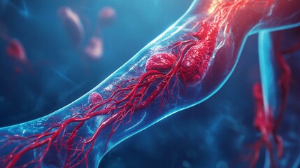 Poster - A close up of a person's arm with red veins