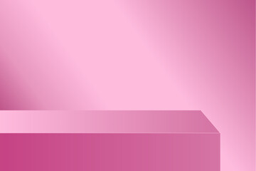 Wall Mural - the corner of the pink table with light shining down, blank red product studio background, stage, po