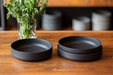 A set of elegant ceramic cookware, ready to be used for cooking delicious meals.