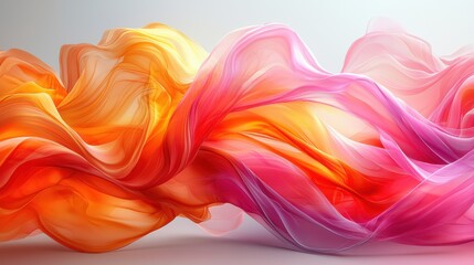 Poster - Colorful abstract fabric swirl with vibrant orange, pink, and yellow hues against a soft background