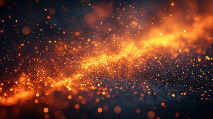 Poster - vibrant orange and golden sparkles illuminate a dark background with a glowing abstract pattern in a