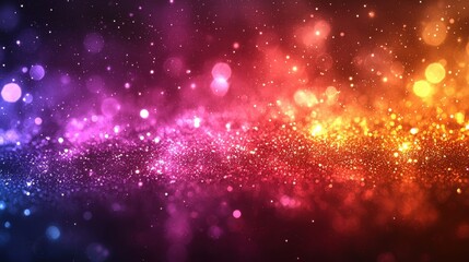 Poster - vibrant abstract background showcasing a blend of colorful bokeh lights sparkling in a gradient from
