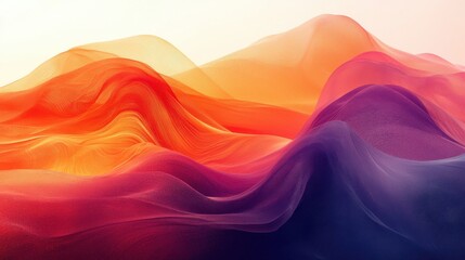 Poster - Colorful abstract waves showcasing smooth gradients of orange, red, and purple on a serene background