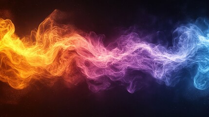 Poster - Vibrant swirling colors of orange, purple, and blue smoke dancing against a dark background in a mesmerizing display