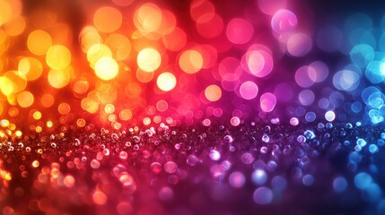 Poster - Colorful bokeh background with vibrant hues of orange, purple, and blue illuminated by reflections of light