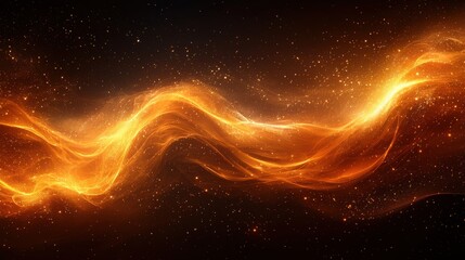 Poster - Abstract swirling flames illuminate the darkness with vibrant orange and yellow hues amidst a starry background
