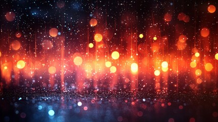 Poster - Colorful abstract background with glowing orbs and rain-like textures creating a vibrant atmosphere at night