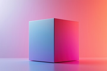 Poster - Vibrant neon cube displaying modern product packaging design