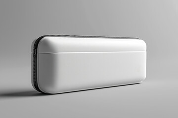 Poster - White rectangular packaging box with zipper on gray background
