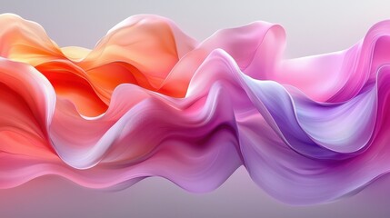 Aufkleber - Flowing abstract waves in vibrant shades of orange, pink, and purple create a beautiful visual display