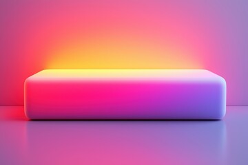 Poster - Vibrant neon colors illuminating empty product display platform