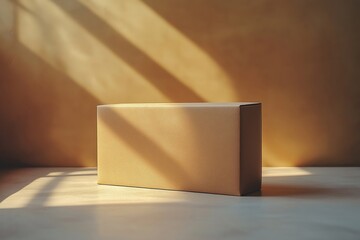 Poster - Cardboard box receiving warm sunlight ideal for packaging design