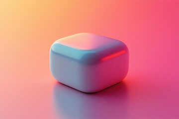 Poster - glossy rounded cube packaging design on gradient background