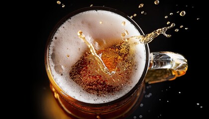 Wall Mural - Pouring beer into glass on a dark background