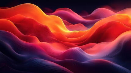 Poster - colorful abstract waves of red, orange, and purple flow across a dark background showcasing a mesmer