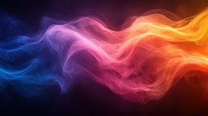 Poster - Abstract swirls of blue, pink, and orange colors create a vibrant wave pattern against a dark background