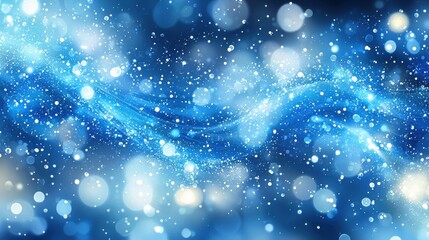 Poster - Sparkling blue abstract background featuring swirling patterns and luminous bokeh highlighting a shimmering atmosphere