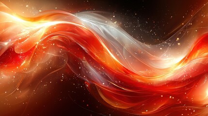 Poster - Elegant abstract swirl of vibrant reds and whites flowing gracefully against a dark background, representing movement and energy