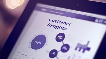 Poster - closeup view of customer insights displayed on tablet screen with data visualization elements