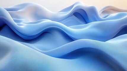 Poster - Abstract blue waves resembling gentle fabric folds in a serene setting during daylight