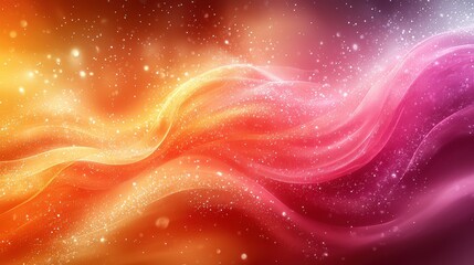 Poster - Vibrant swirling colors of orange, pink, and purple creating a mesmerizing abstract background with sparkling effects