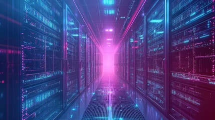 Poster - Serverless architecture with data flows visualized between virtual servers