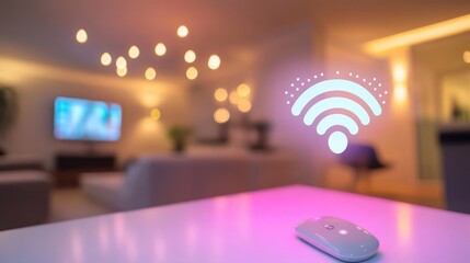 Poster - Smart home with interconnected devices controlling lighting, climate, and security