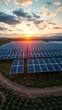 © Global Perspectives - Aerial drone view of solar panels at a solar energy generation farm at sunset in south wales uk solar panel Ultra realistic Photorealistic