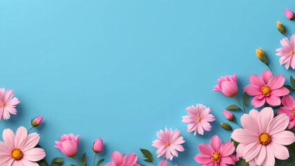 Wall Mural - pink flowers border