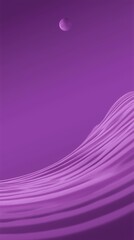 Leinwandbilder - Purple abstract landscape with flowing lines and a distant moon, creating a serene and cosmic feel