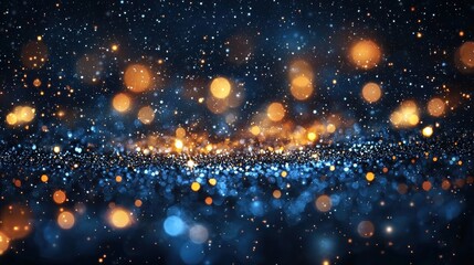Poster - Shimmering blue and orange bokeh lights create a mesmerizing background during nighttime in an abstract urban setting