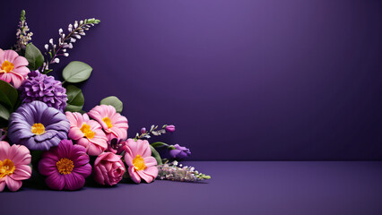 Wall Mural - bouquet of flowers on a wooden background