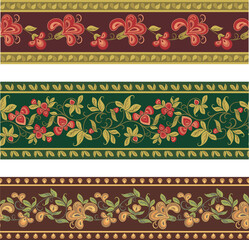 Wall Mural - Vector seamless floral ethnic frieze series. Wedding background, page decorations, fabric, carpet and scarf pattern. Floral ornamental motifs in Eastern style.