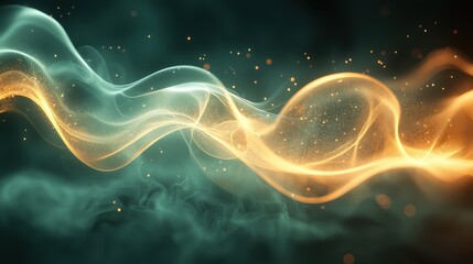 Poster - Abstract swirls of vibrant orange and teal light flow gracefully through a dark background, creating a dynamic visual effect