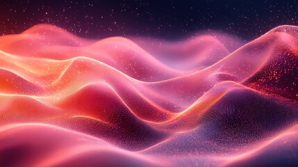 Poster - Abstract waves of vibrant colors create a surreal landscape in digital art, showcasing fluid motion and illumination