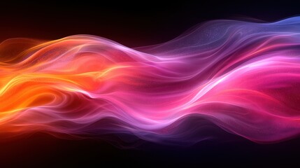 Poster - Colorful swirling abstract design with waves of pink, orange, and purple on a dark background