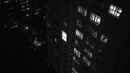 Poster - A black and white photo of a city at night