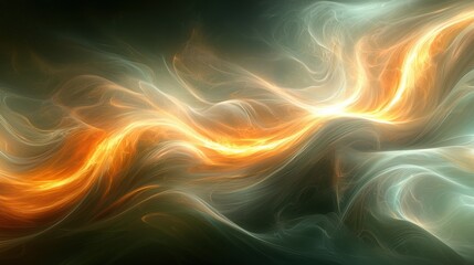Poster - Ethereal swirls of light and color create a mesmerizing abstract design with warm hues in a fluid motion