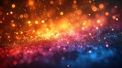 Poster - a vibrant display of glittering lights in a gradient of orange, pink, and blue, creating a dazzling 