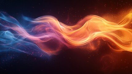 Poster - Colorful wisps of orange and blue smoke swirling together in a mesmerizing dance against a dark background at night