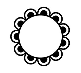 Poster - scalloped edge circle frame. simple round scalloped border. fabric lace pattern frame. repeat cute v