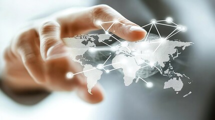 Poster - Connected World Map with Hand Gesture