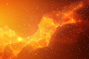 abstract orange and yellow background with glowing lines and stars.