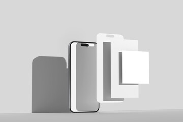 Wall Mural - blank smartphone with social media post mockup