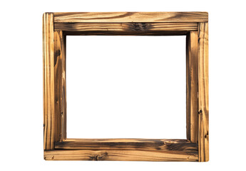 Wall Mural - Rustic Wooden Picture Frame with Empty Center for Artwork Display.