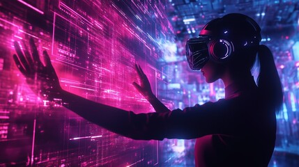 Poster - Woman Experiencing Virtual Reality Technology