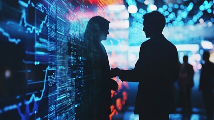Poster - Business Interaction with Digital Background